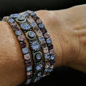 Purple and silver stretchy bracelet bundle